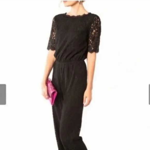 Diane Von Furstenberg Black Kendra Lace Jumpsuit NWT Size 10 - Picture 3 of 14